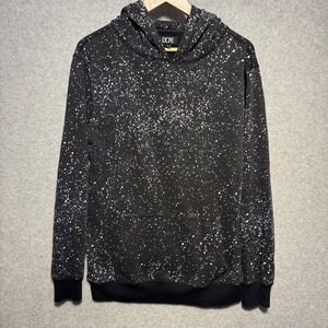 Dope Mens Black Bougie Galaxy Paint Splatter‎ Hoodie Sweatshirt Large